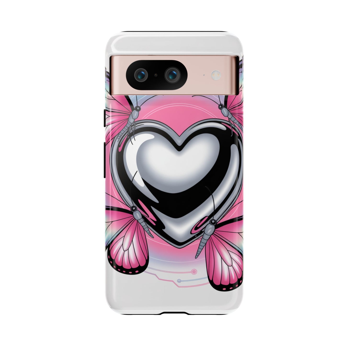 Phone Case - Y2K Aesthetic Chrome Hearts and Butterflies, Cybercore 2000s Vibe
