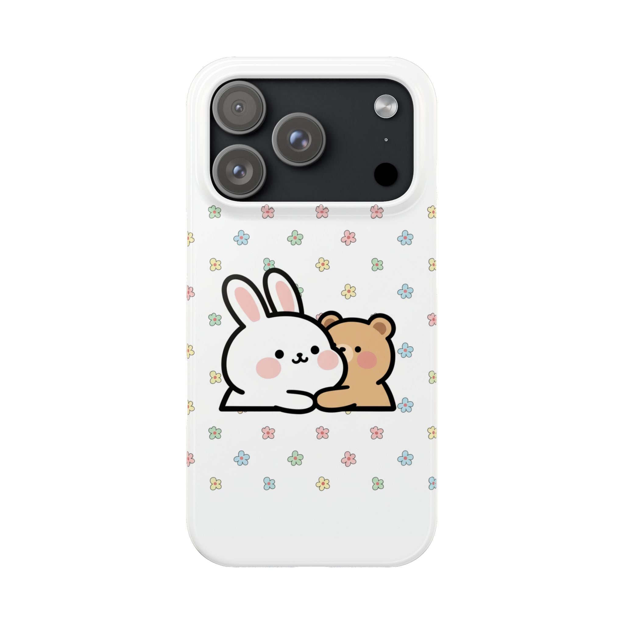 Bunny & Bear Besties: Kawaii Minimalist Doodle Phone Case | Soft Aesthetic Japanese Art Tech Accessory