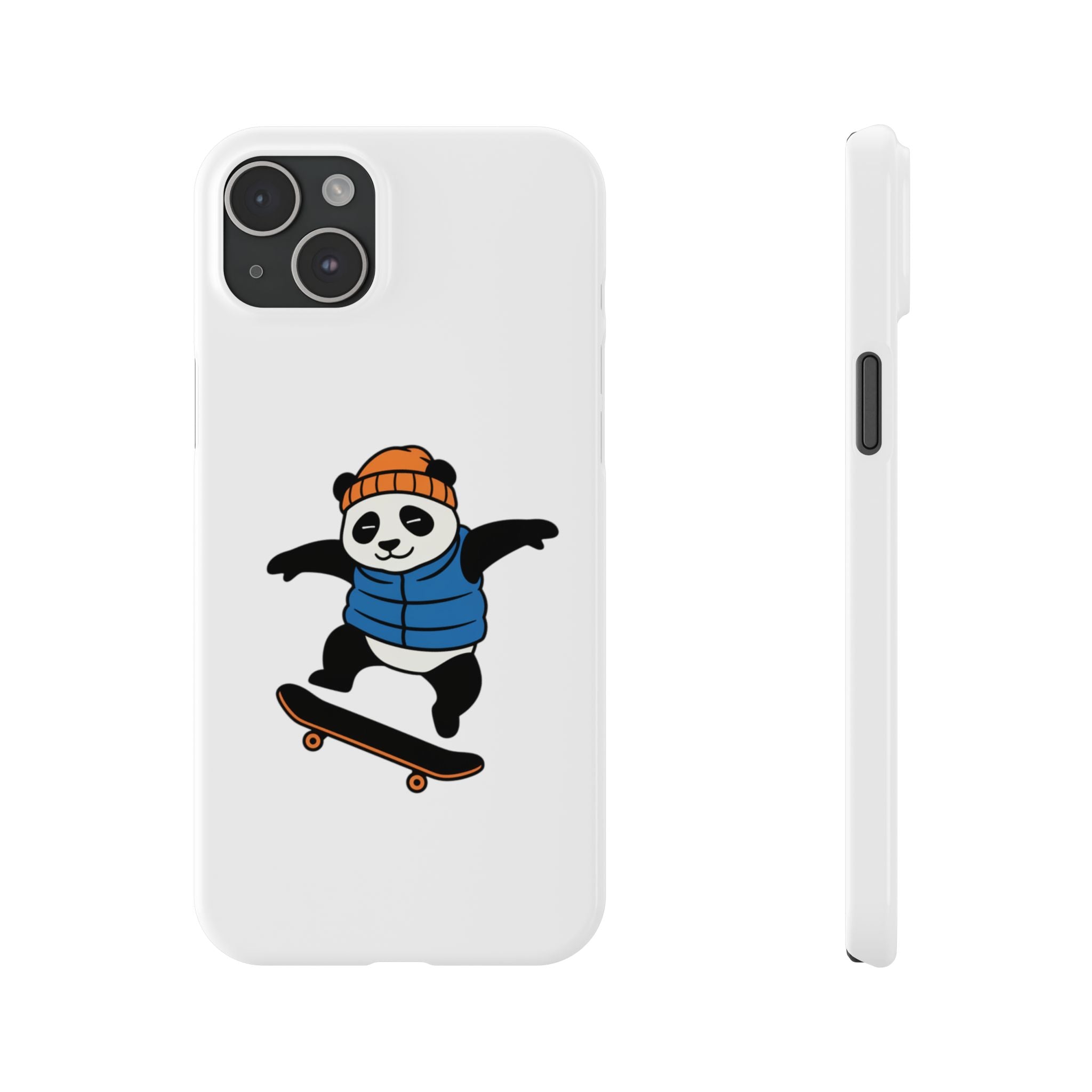 Streetwise Panda: Minimalist Skater Kickflip Graphic Case | Urban Streetwear Cartoon Collection