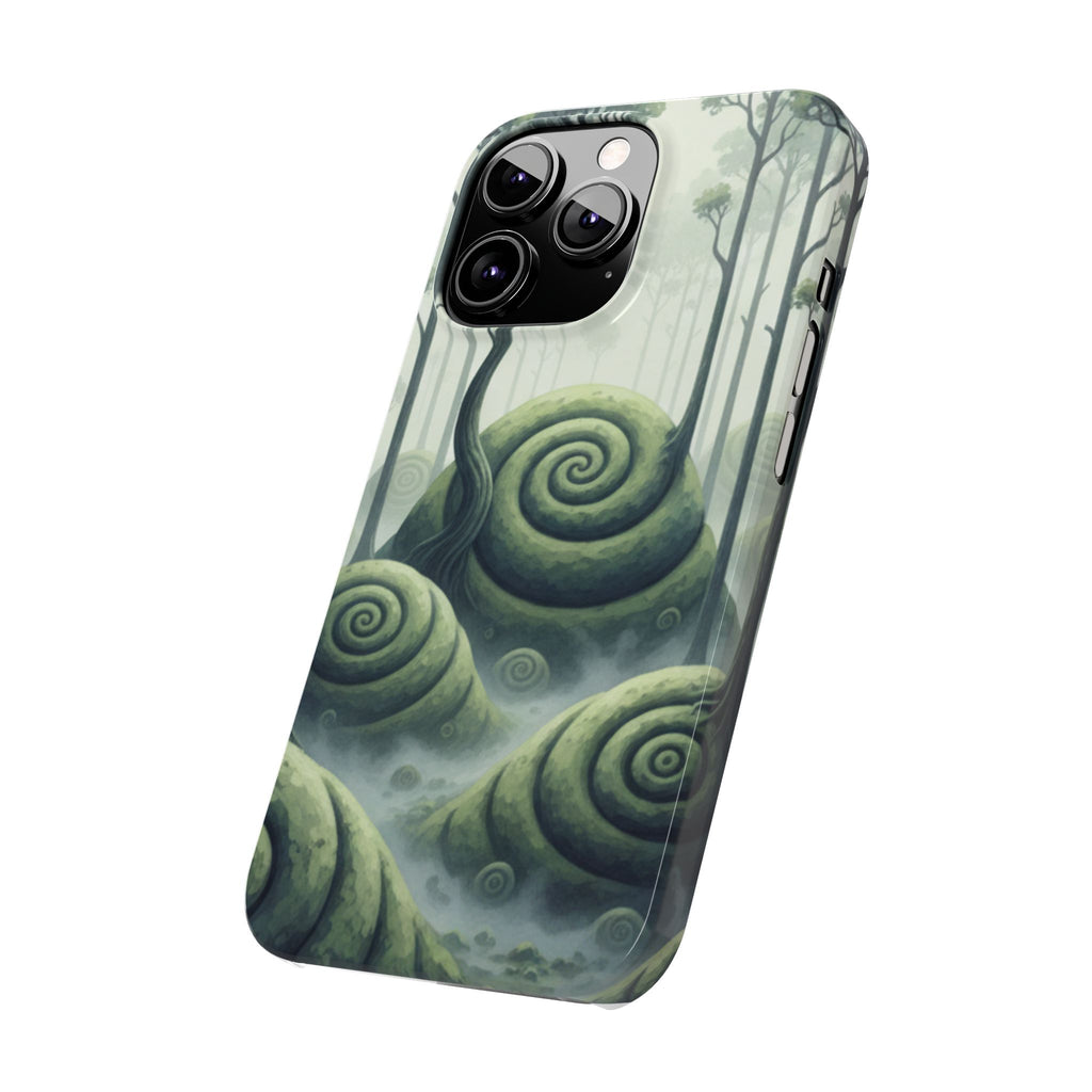 Mystical Forest Slim Phone Case — Dreamy Studio Ghibli‑Style Foggy Hills