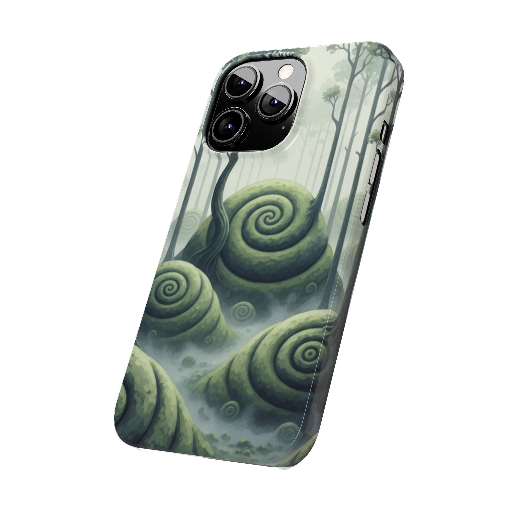 Mystical Forest Slim Phone Case — Dreamy Studio Ghibli‑Style Foggy Hills