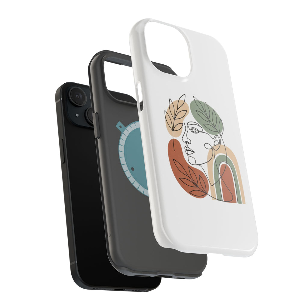 Boho Line-Face Phone Case — Terracotta Sage Minimalist Matte