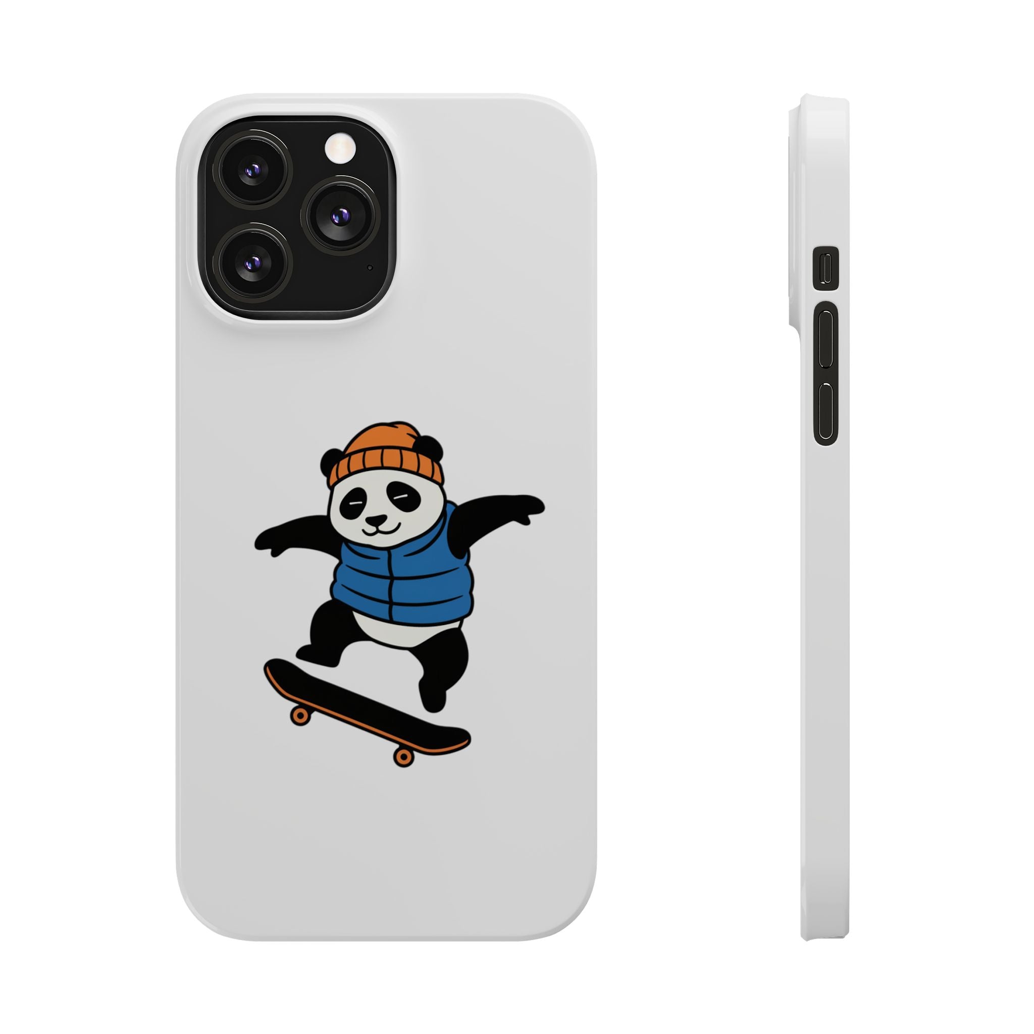 Streetwise Panda: Minimalist Skater Kickflip Graphic Case | Urban Streetwear Cartoon Collection
