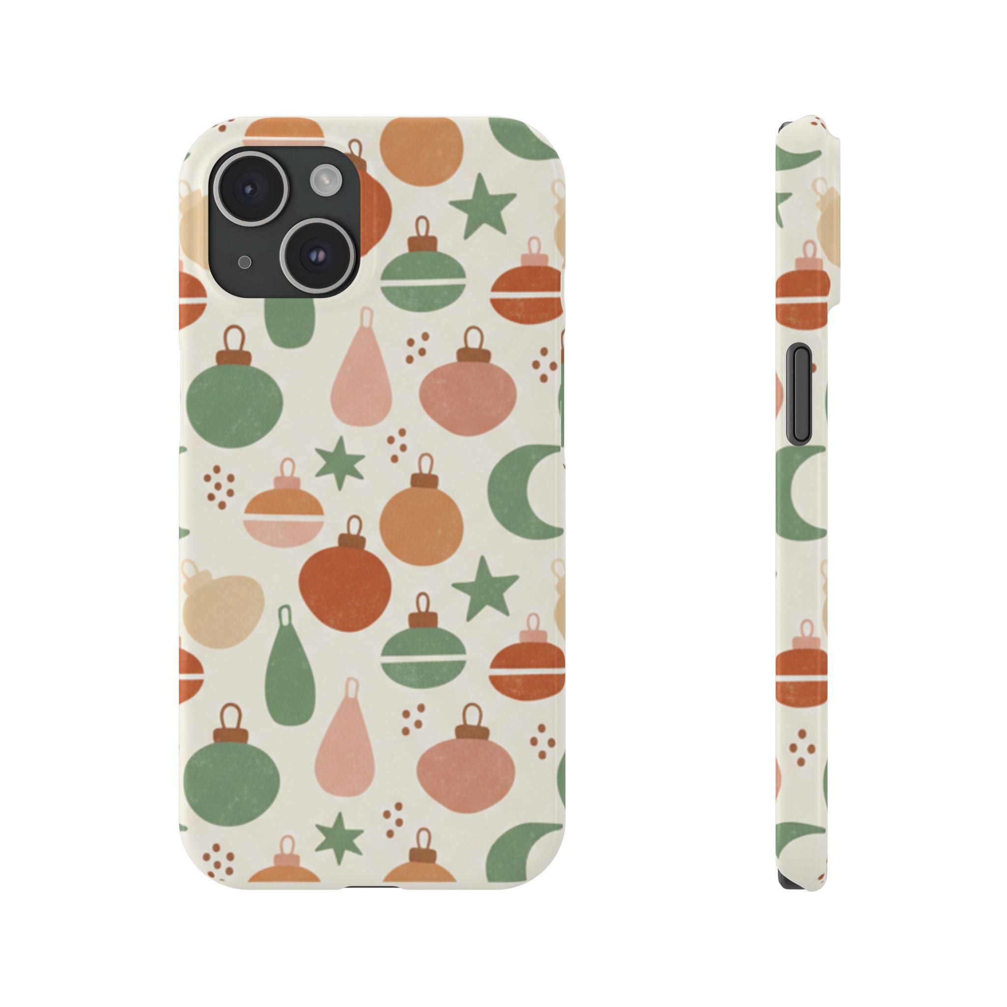 Holiday Ornament Pattern Slim Phone Case — Retro Christmas Baubles Design
