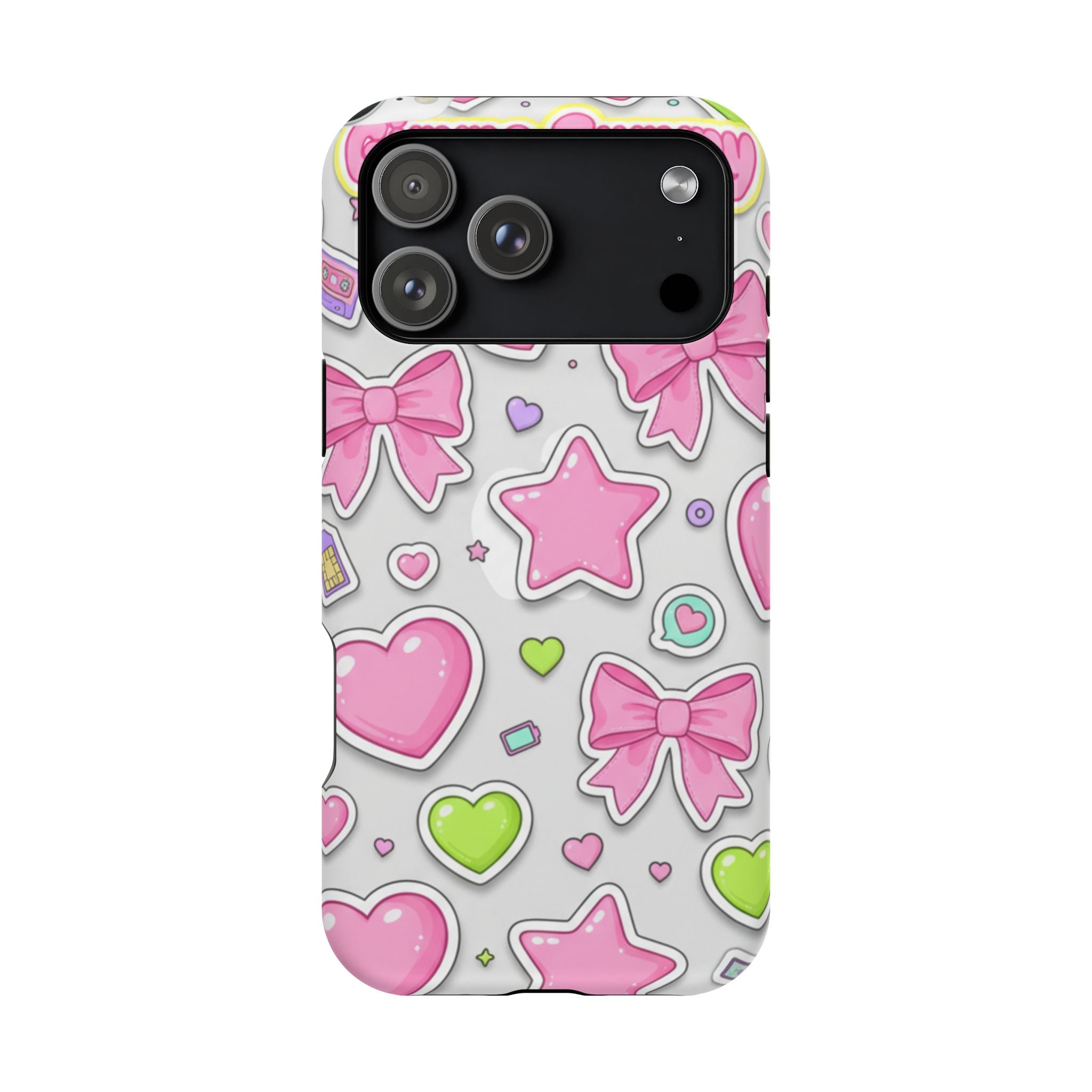 Gimme Gummy Pastel Phone Case — Pink Bows & Lime Hearts Y2K Design