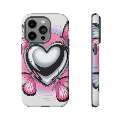 Phone Case - Y2K Aesthetic Chrome Hearts and Butterflies, Cybercore 2000s Vibe
