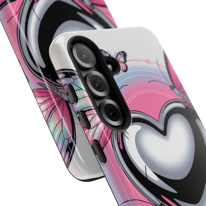 Phone Case - Y2K Aesthetic Chrome Hearts and Butterflies, Cybercore 2000s Vibe