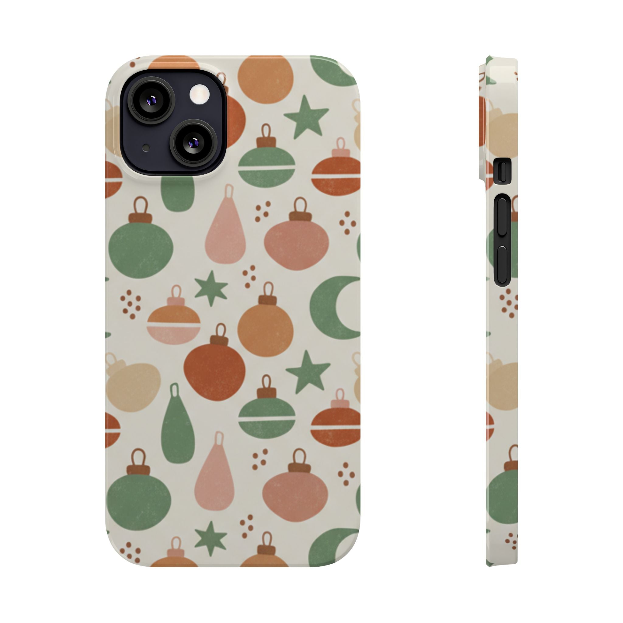 Holiday Ornament Pattern Slim Phone Case — Retro Christmas Baubles Design