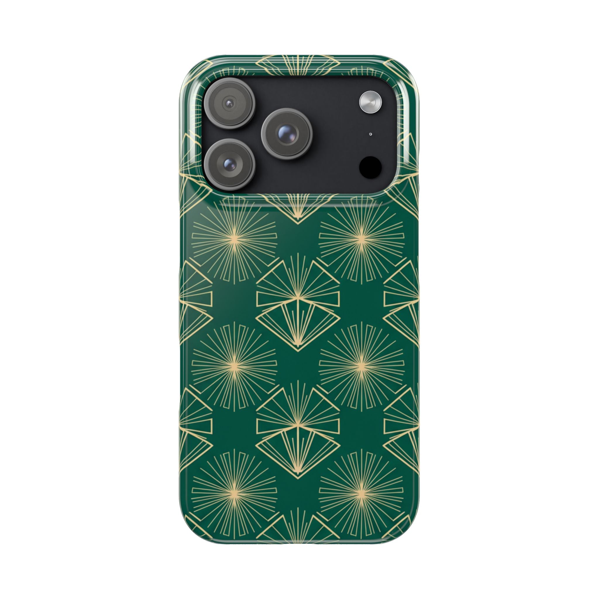 Slim Phone Case — Emerald Art Deco Geometric Pattern