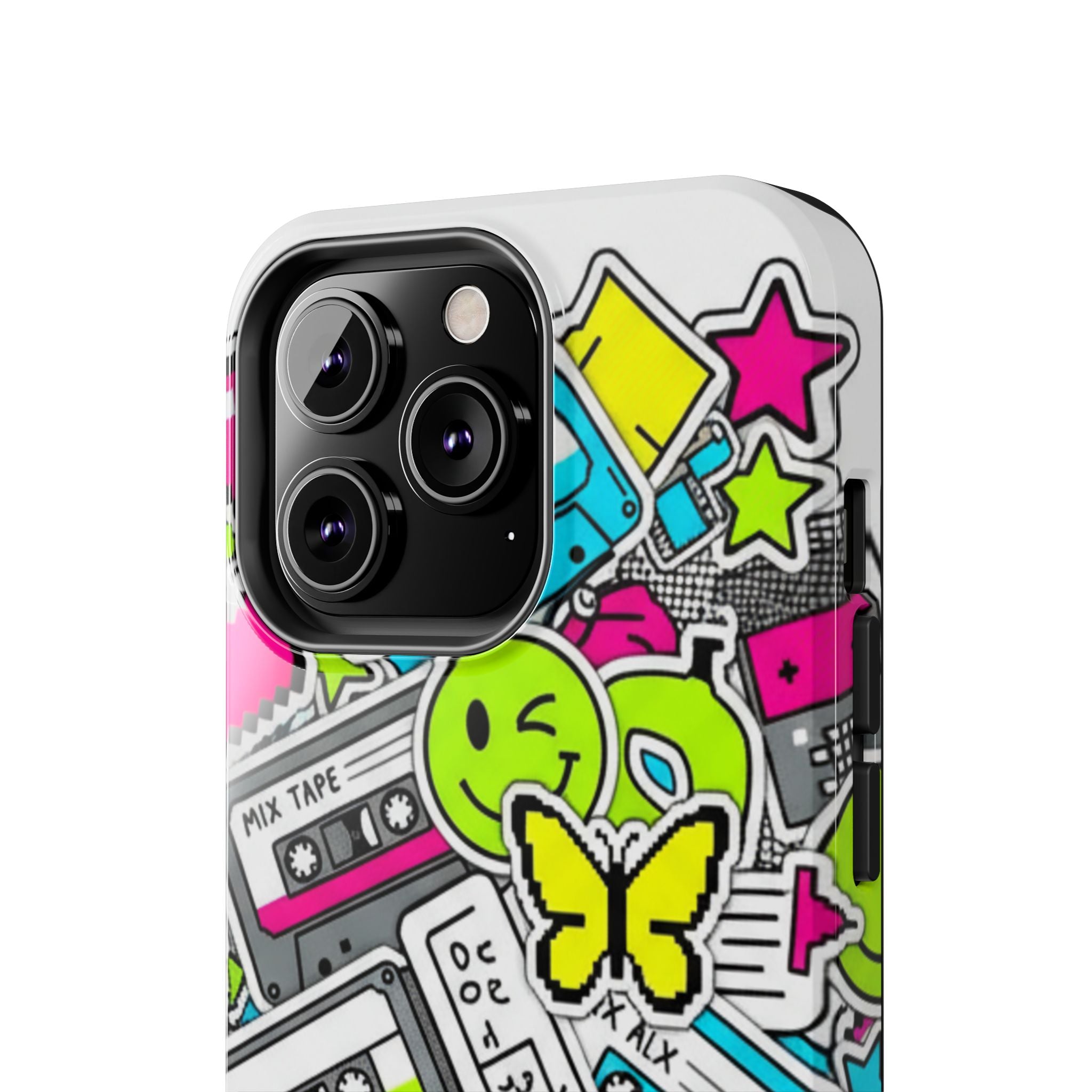 1990s 2000s Sticker Collage Tough Phone Case | Retro Tamagotchi Pixel Art Nostalgia