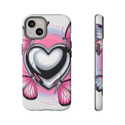 Phone Case - Y2K Aesthetic Chrome Hearts and Butterflies, Cybercore 2000s Vibe
