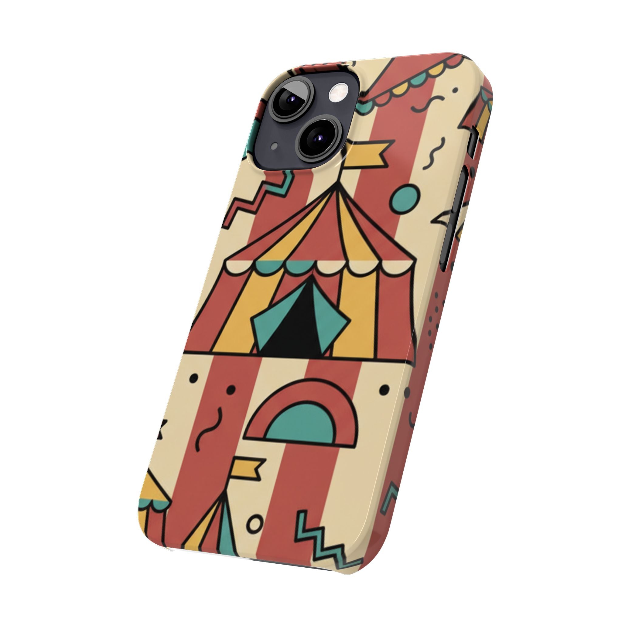 Retro Circus Stripe Slim Phone Case — Vintage 70s Memphis Geometric Design