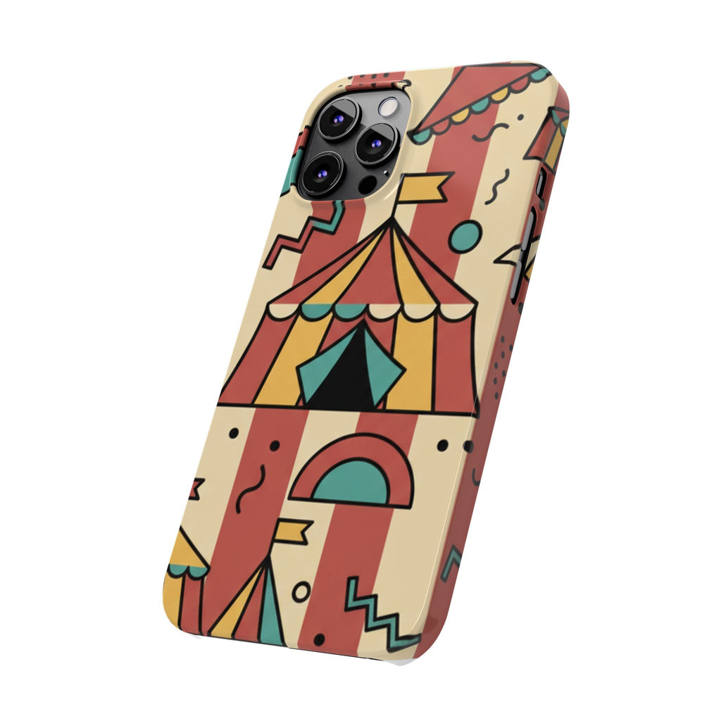 Retro Circus Stripe Slim Phone Case — Vintage 70s Memphis Geometric Design