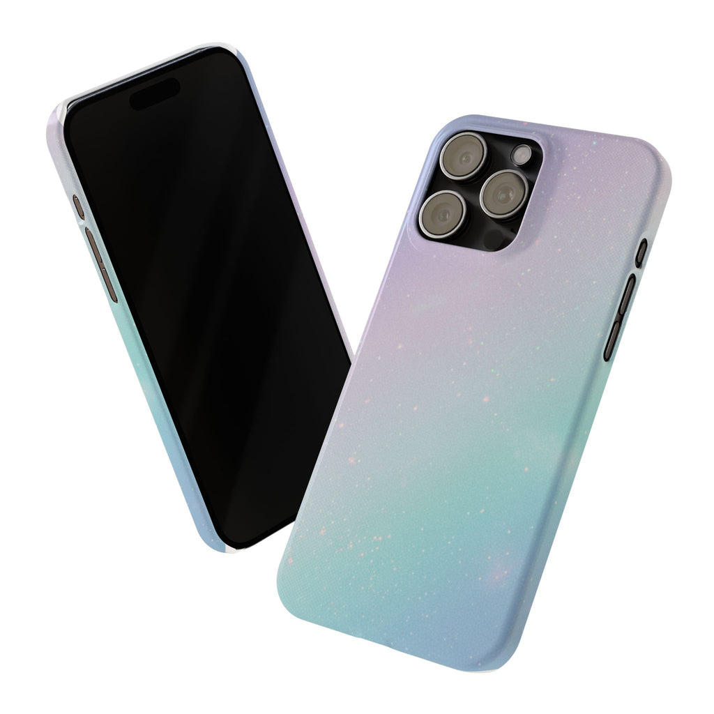 Opalescent Cosmic Slim Phone Case — Shimmering Moon Dust Purple & Blue Gradient