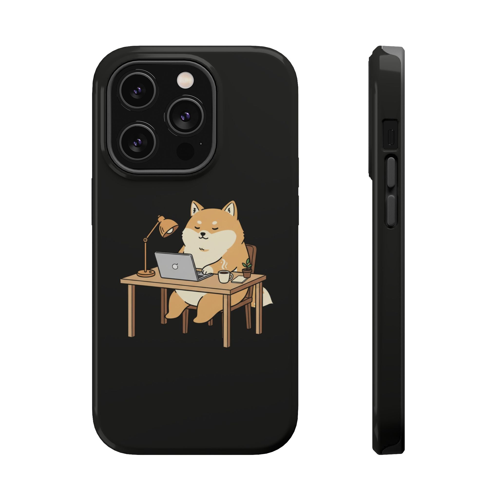 Magnetic Impact-Resistant Phone Case — Cozy Desk Animal Illustration