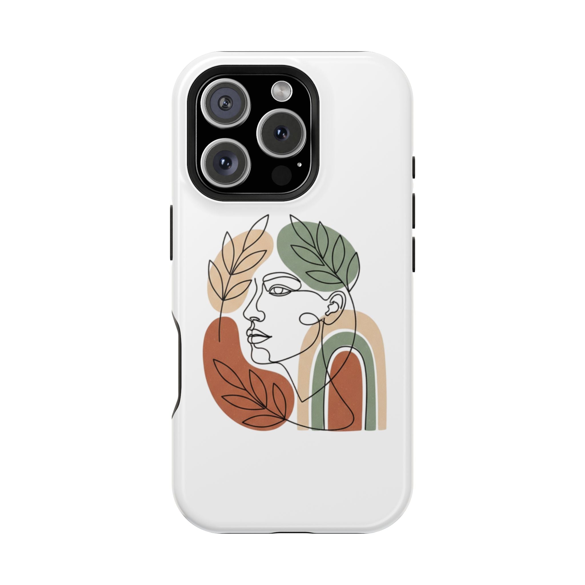 Boho Line-Face Phone Case — Terracotta Sage Minimalist Matte