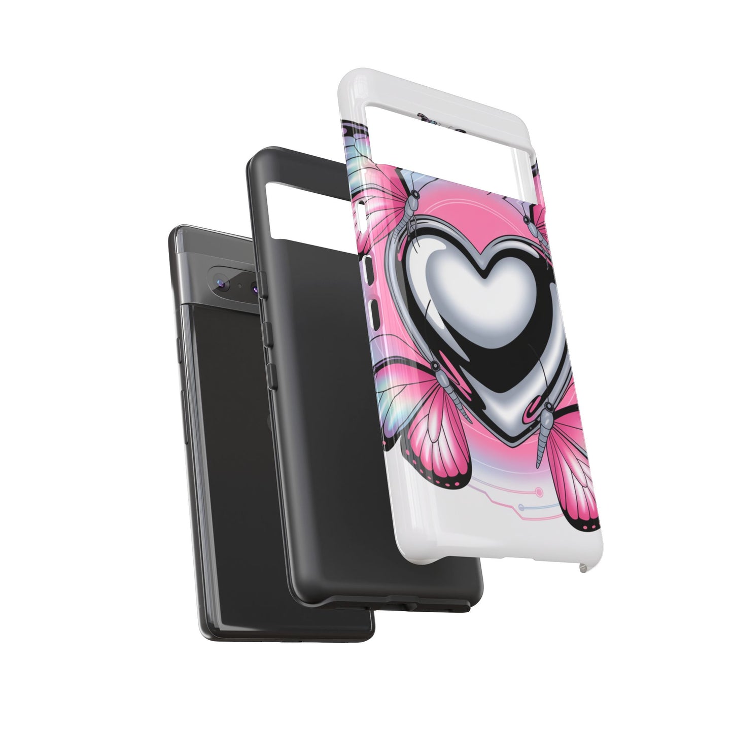 Phone Case - Y2K Aesthetic Chrome Hearts and Butterflies, Cybercore 2000s Vibe