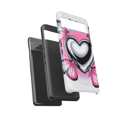 Phone Case - Y2K Aesthetic Chrome Hearts and Butterflies, Cybercore 2000s Vibe