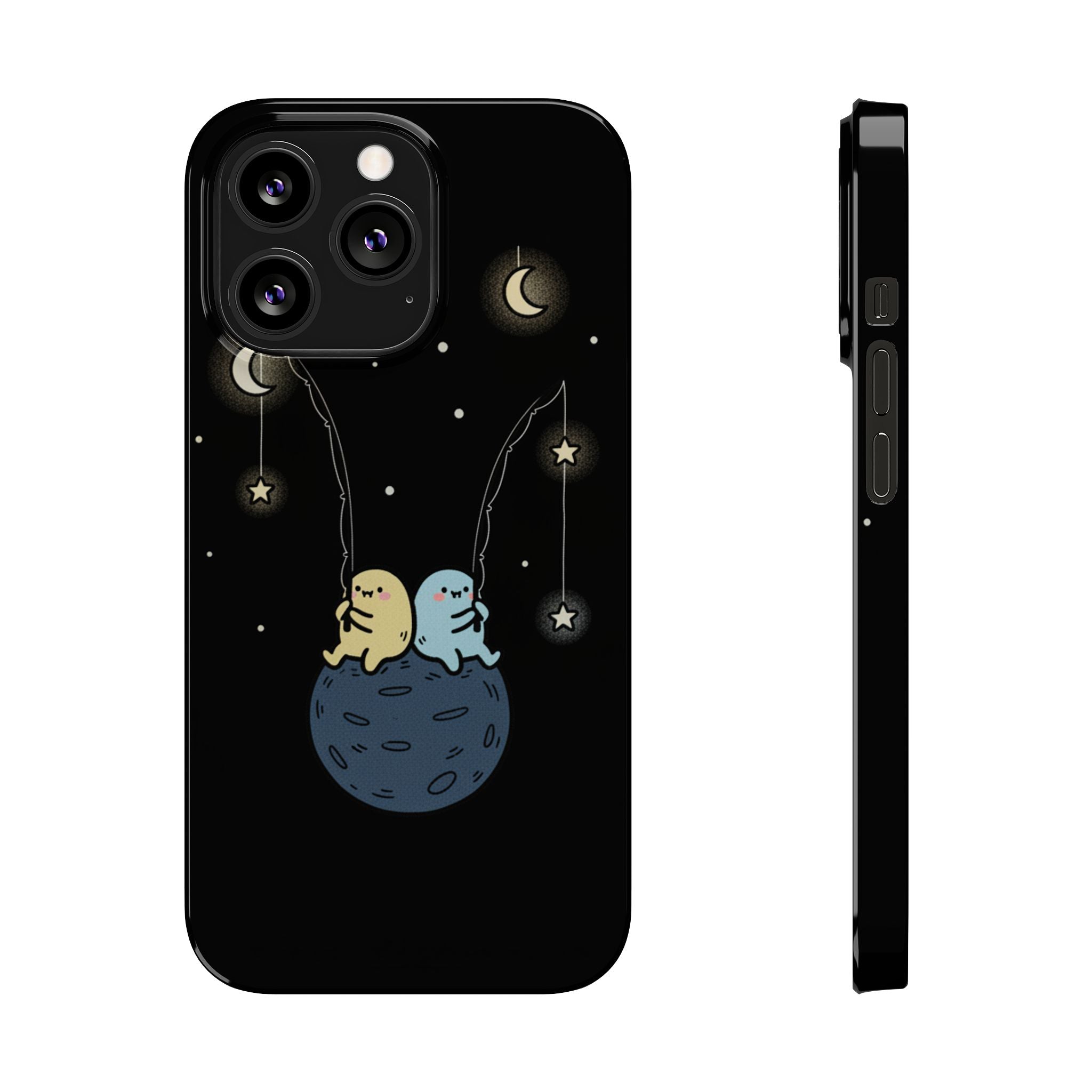 Moonlight Anglers: Whimsical Star Fishing Phone Case | Celestial Doodle Art Aesthetic