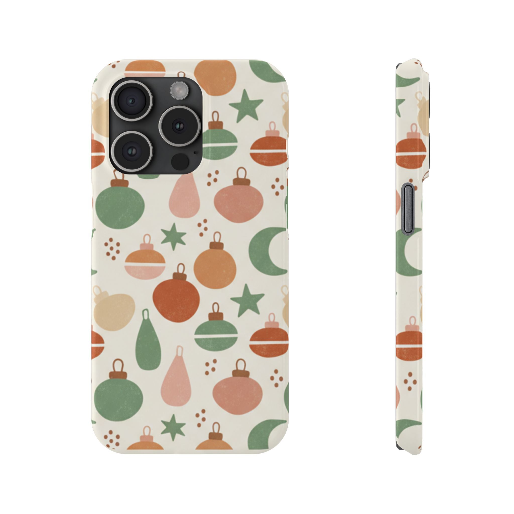 Holiday Ornament Pattern Slim Phone Case — Retro Christmas Baubles Design