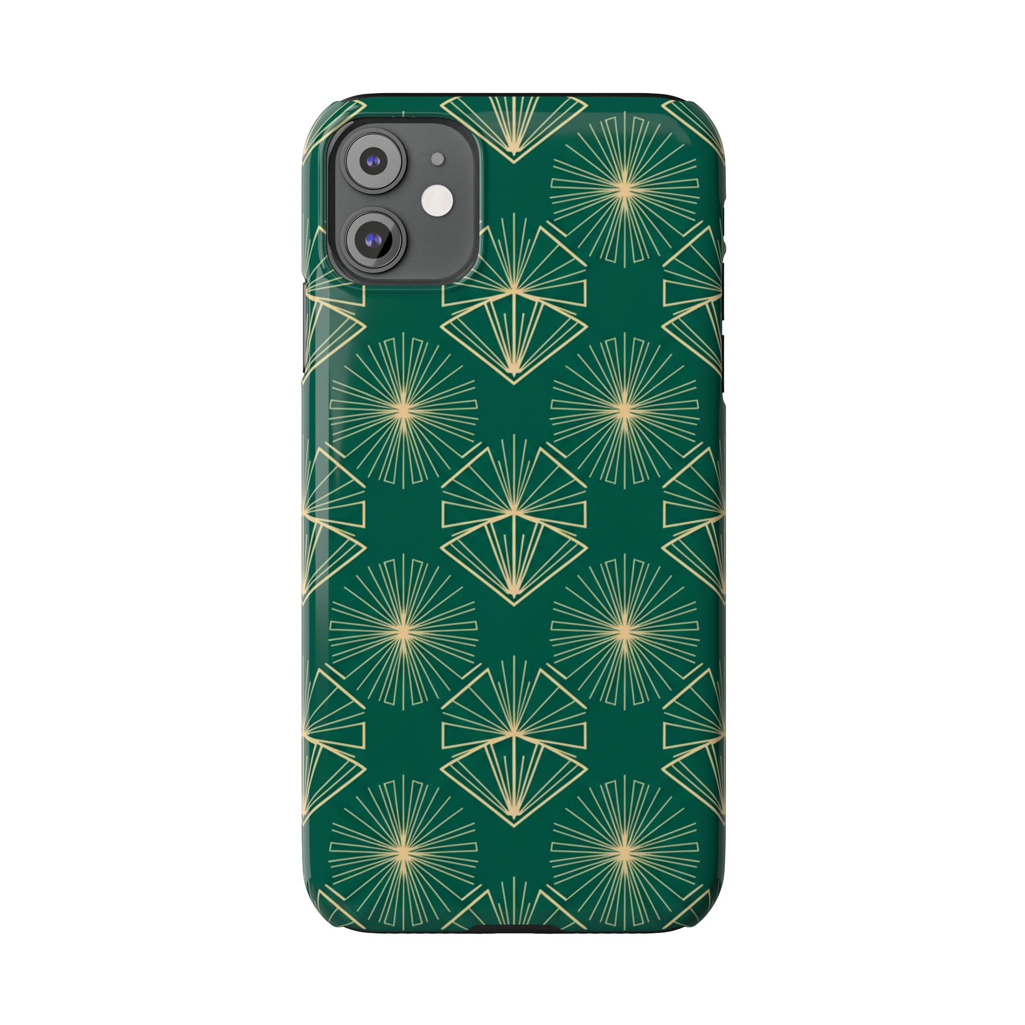 Slim Phone Case — Emerald Art Deco Geometric Pattern