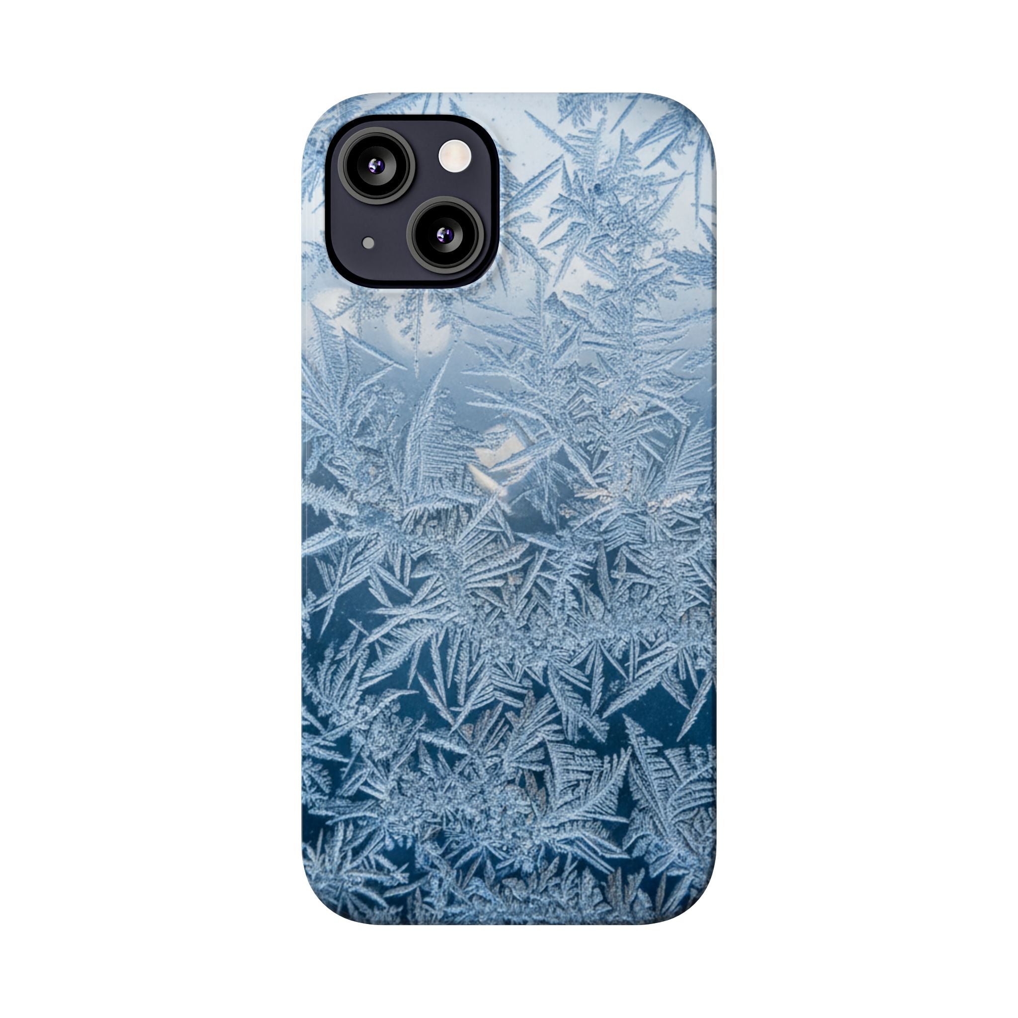 Frosted Window Macro Slim Phone Case — Blue Silver Ice Crystal Texture