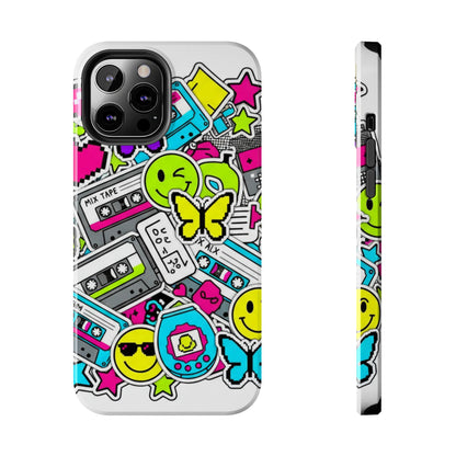1990s 2000s Sticker Collage Tough Phone Case | Retro Tamagotchi Pixel Art Nostalgia