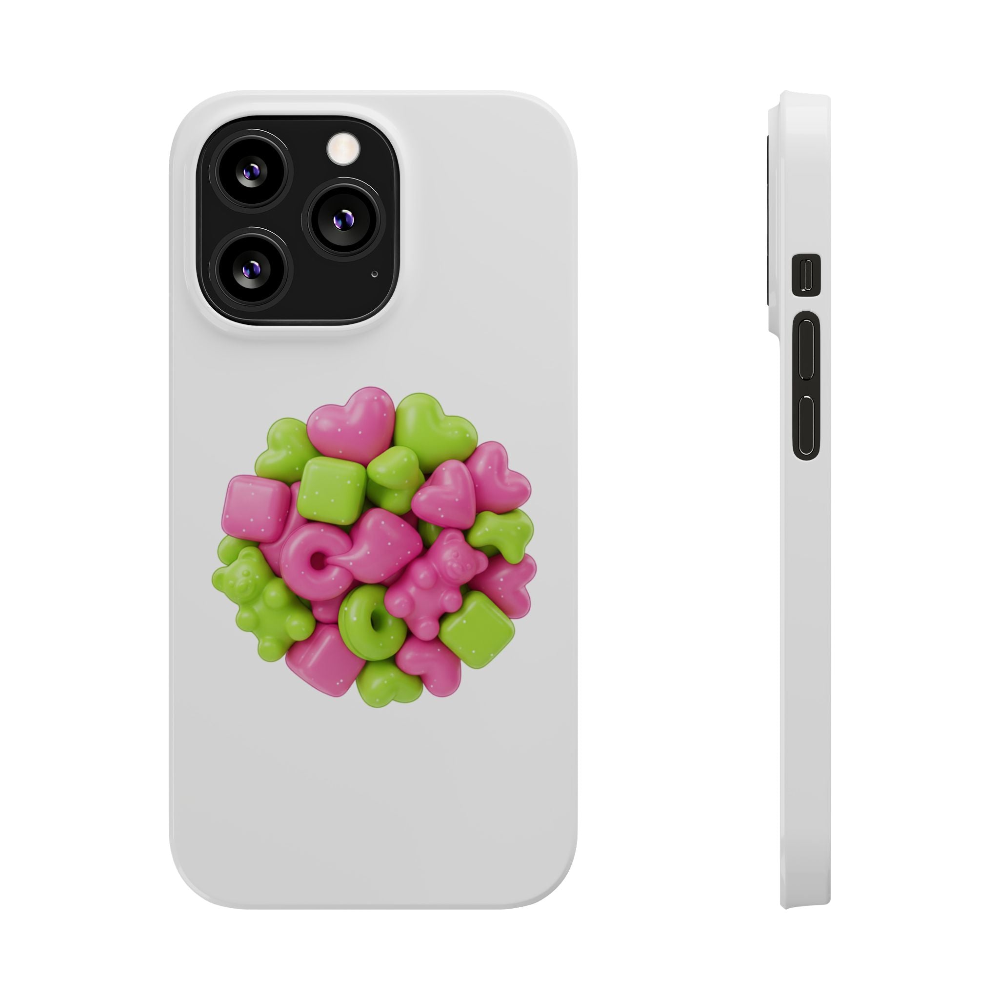 Y2K Gummy Candy Phone Case — Playful Pink & Lime Squishy Pattern