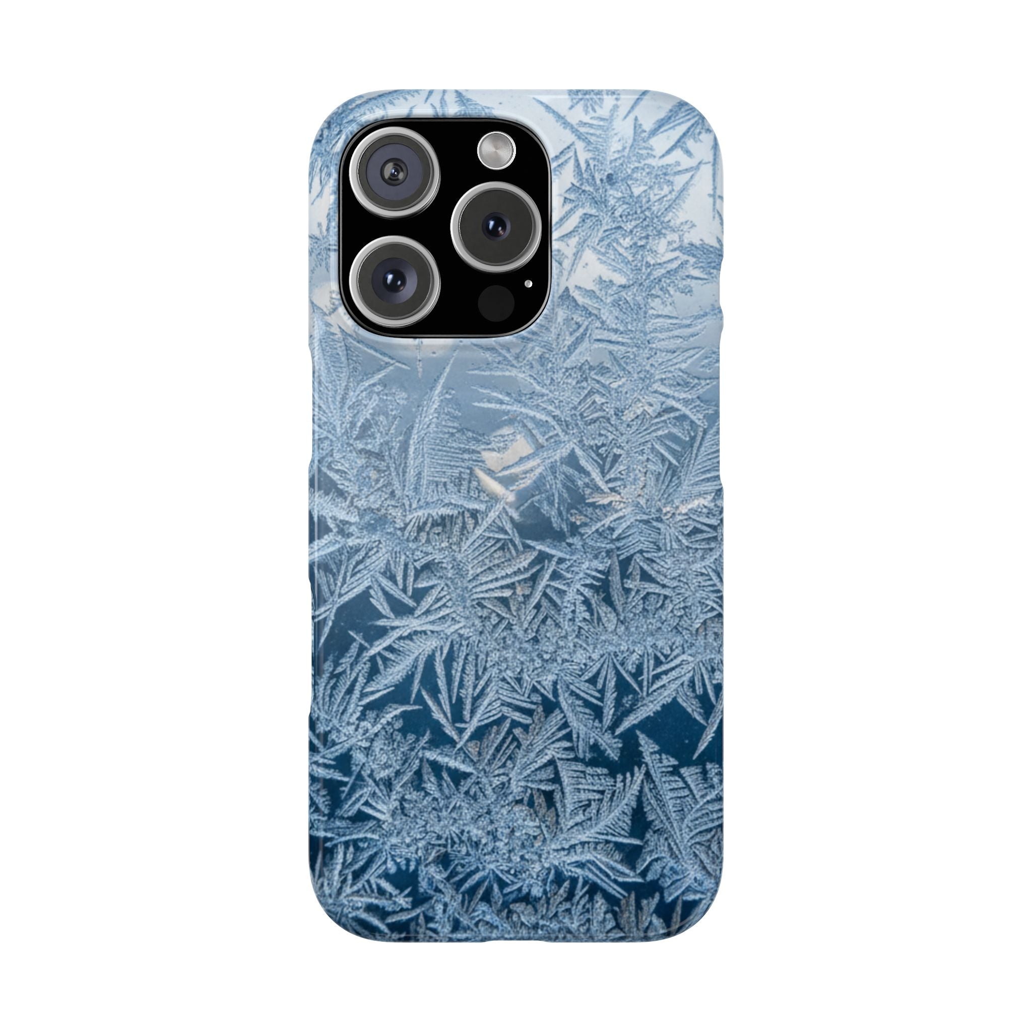 Frosted Window Macro Slim Phone Case — Blue Silver Ice Crystal Texture