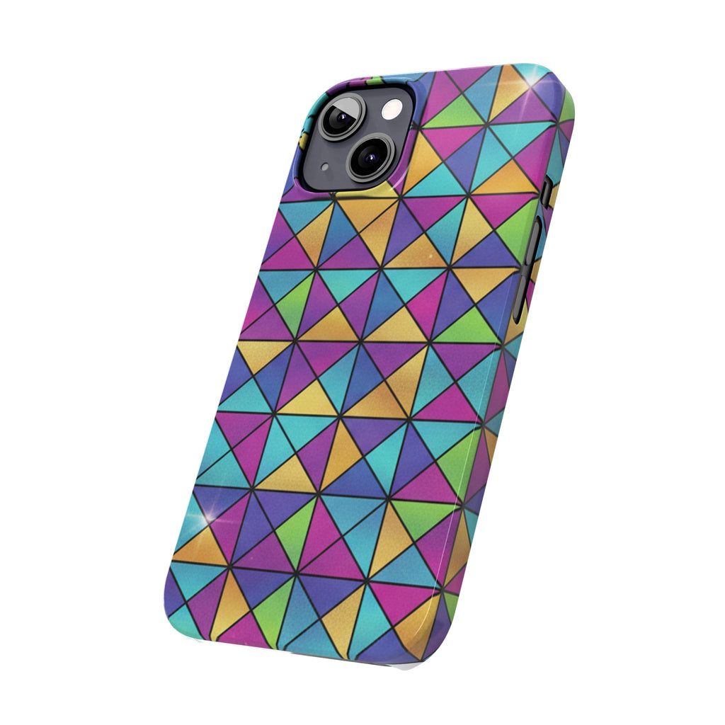 Holographic Iridescent Geometric Phone Case — Rainbow Foil Shard Design