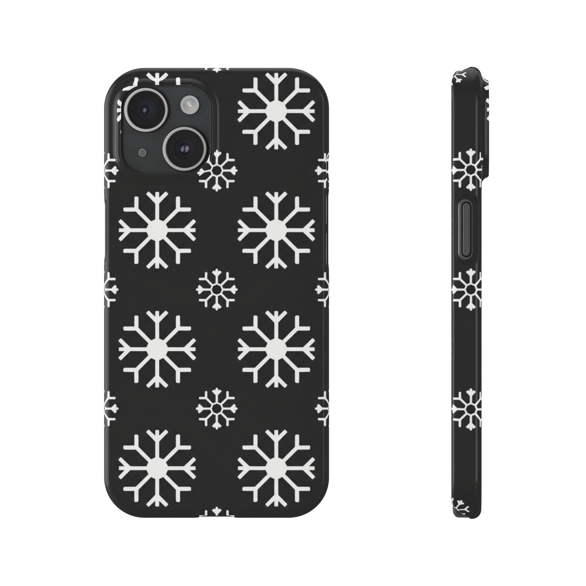 Slim Phone Case — Black & White Symmetrical Snowflake Pattern