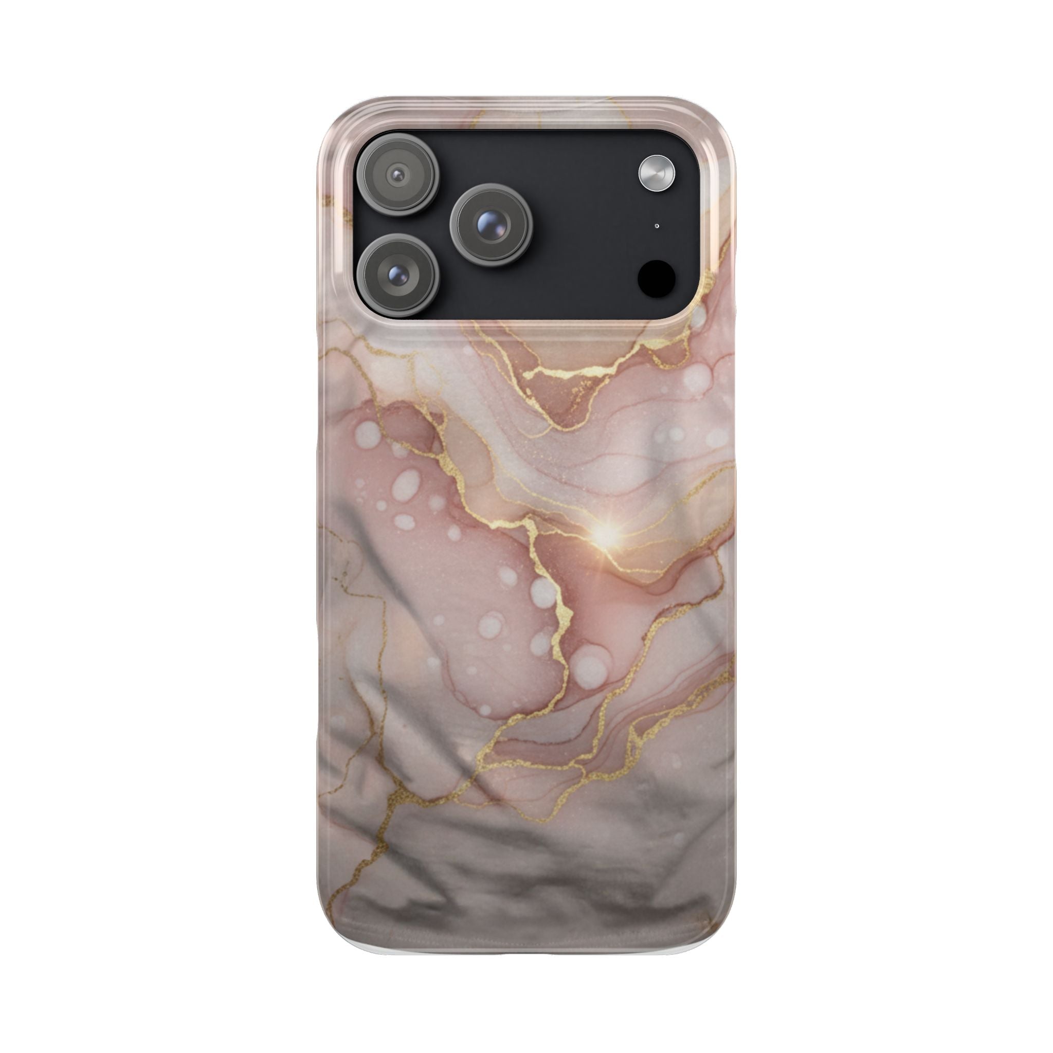 Marble Luxe Slim Phone Case — Pink & Gold Abstract Design