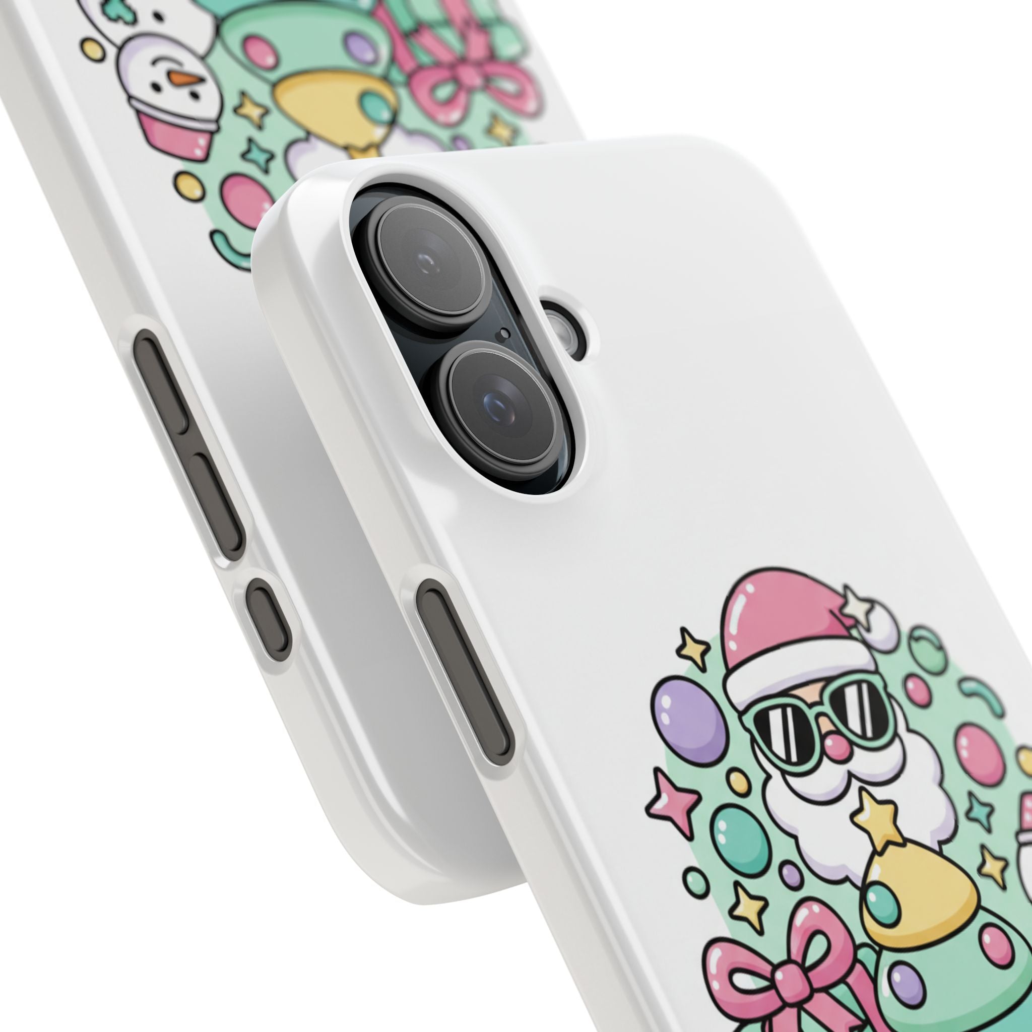 Y2K-Inspired Christmas Phone Case — Playful Bubble Icons & Stars