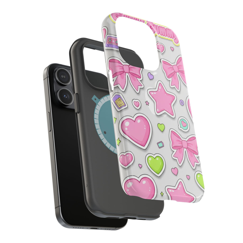 Gimme Gummy Pastel Phone Case — Pink Bows & Lime Hearts Y2K Design