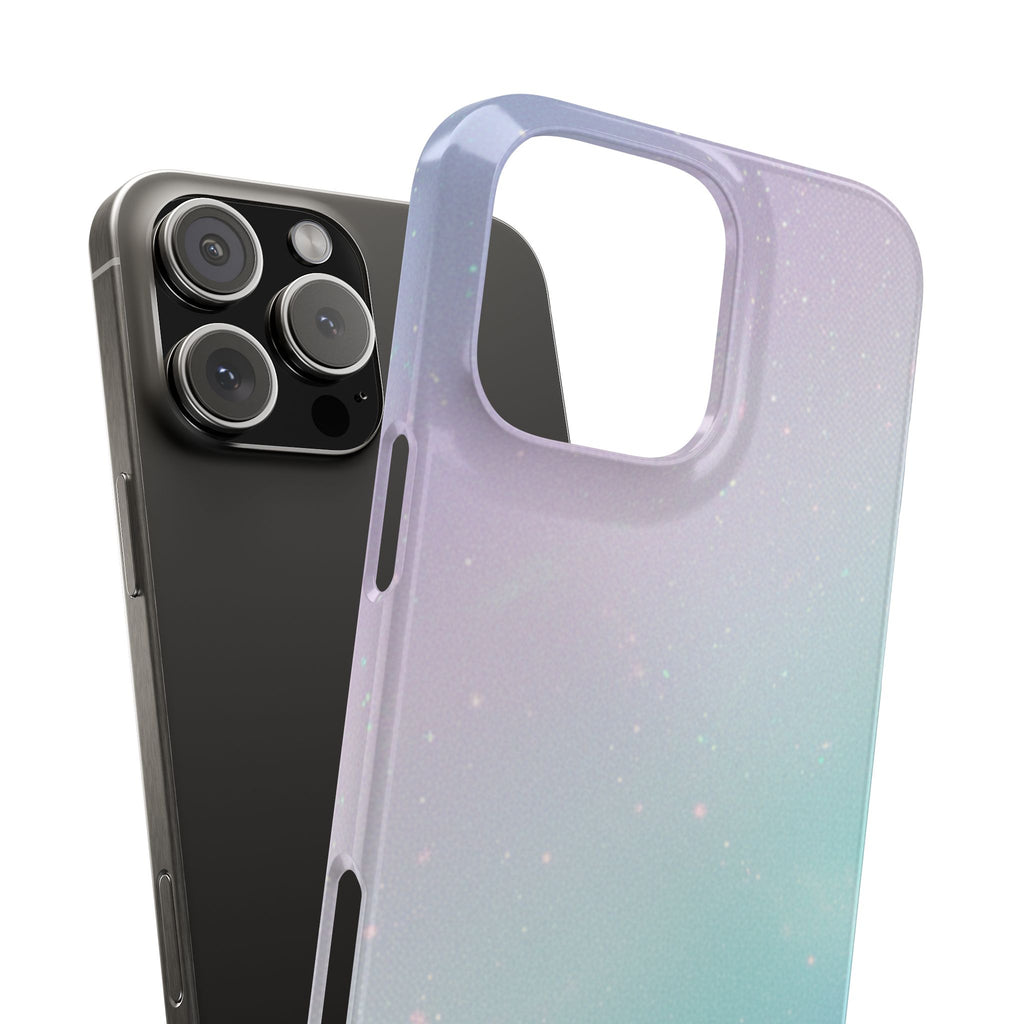 Opalescent Cosmic Slim Phone Case — Shimmering Moon Dust Purple & Blue Gradient