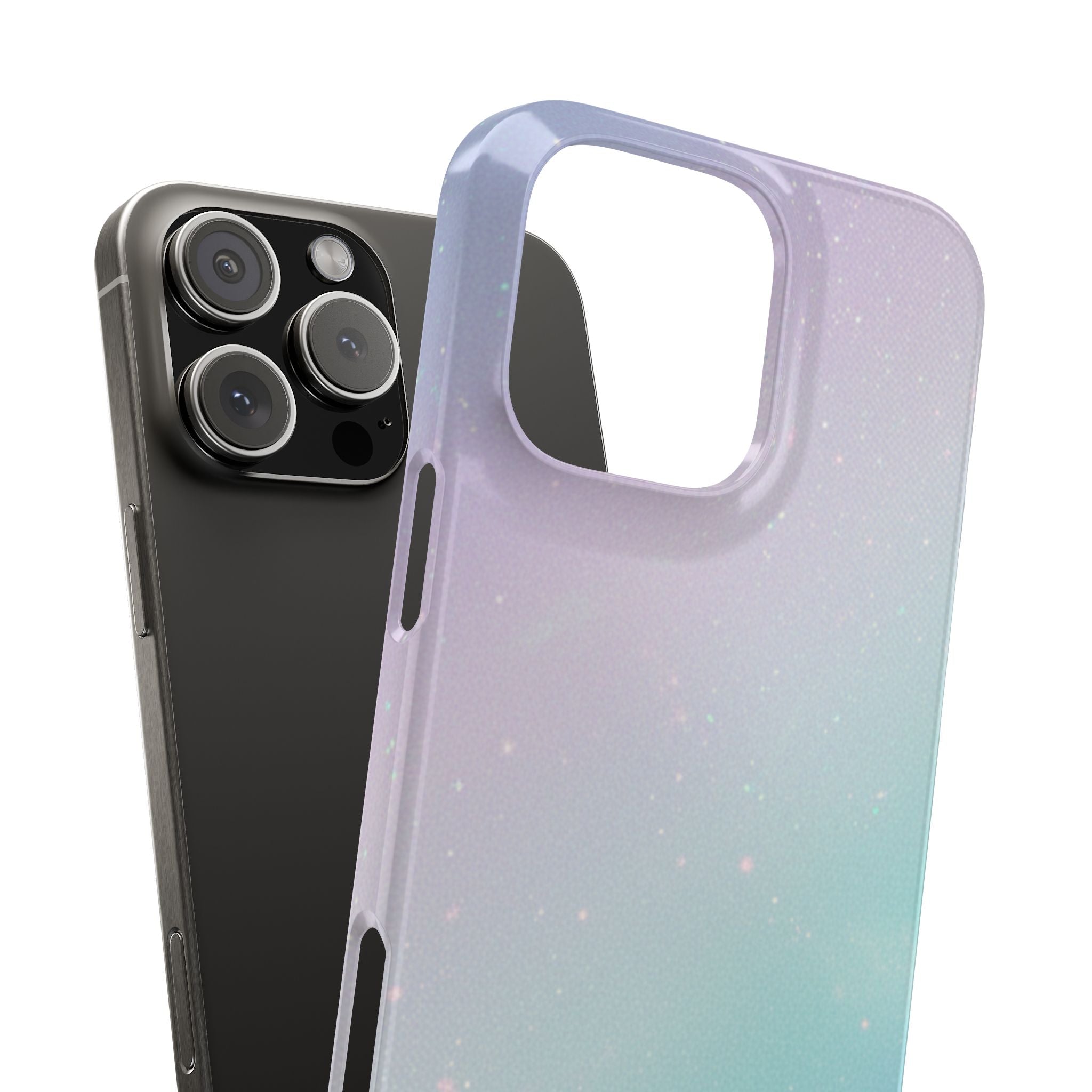 Opalescent Cosmic Slim Phone Case — Shimmering Moon Dust Purple & Blue Gradient