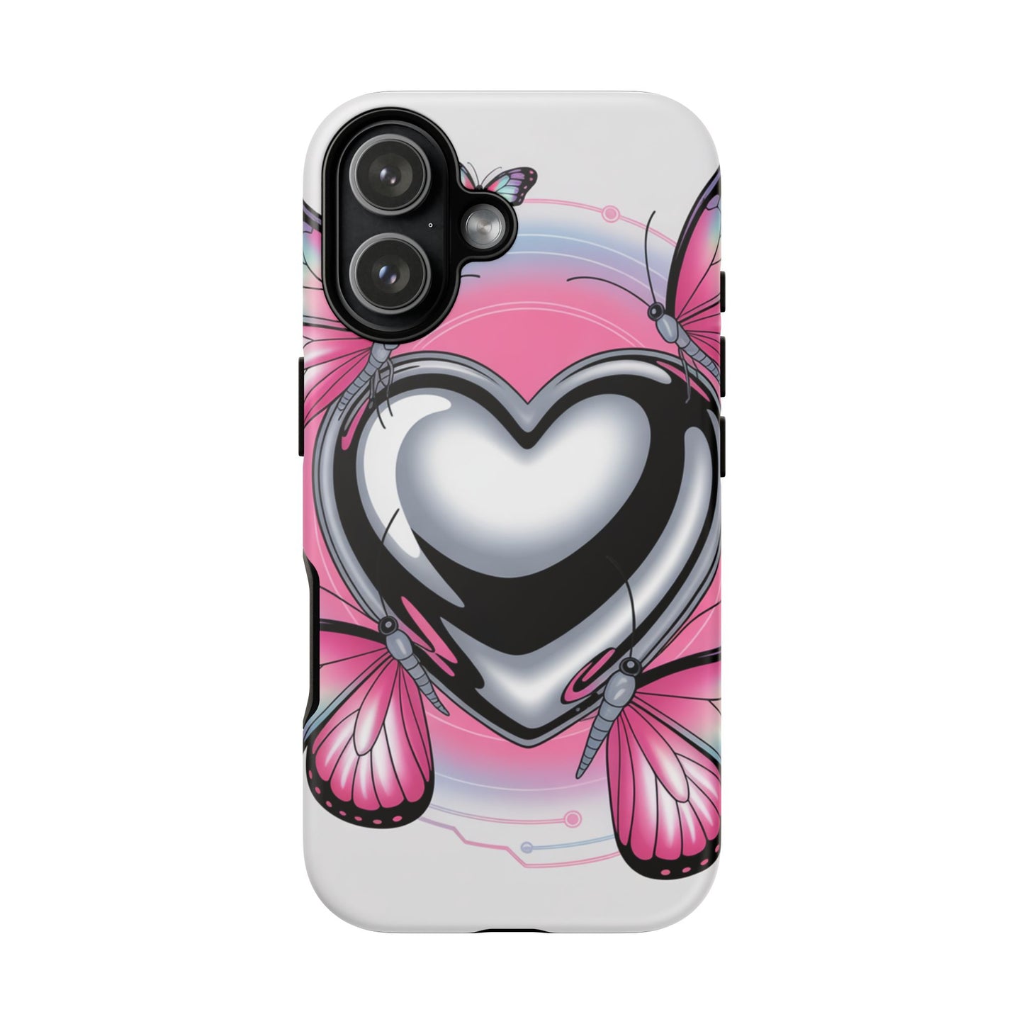 Phone Case - Y2K Aesthetic Chrome Hearts and Butterflies, Cybercore 2000s Vibe