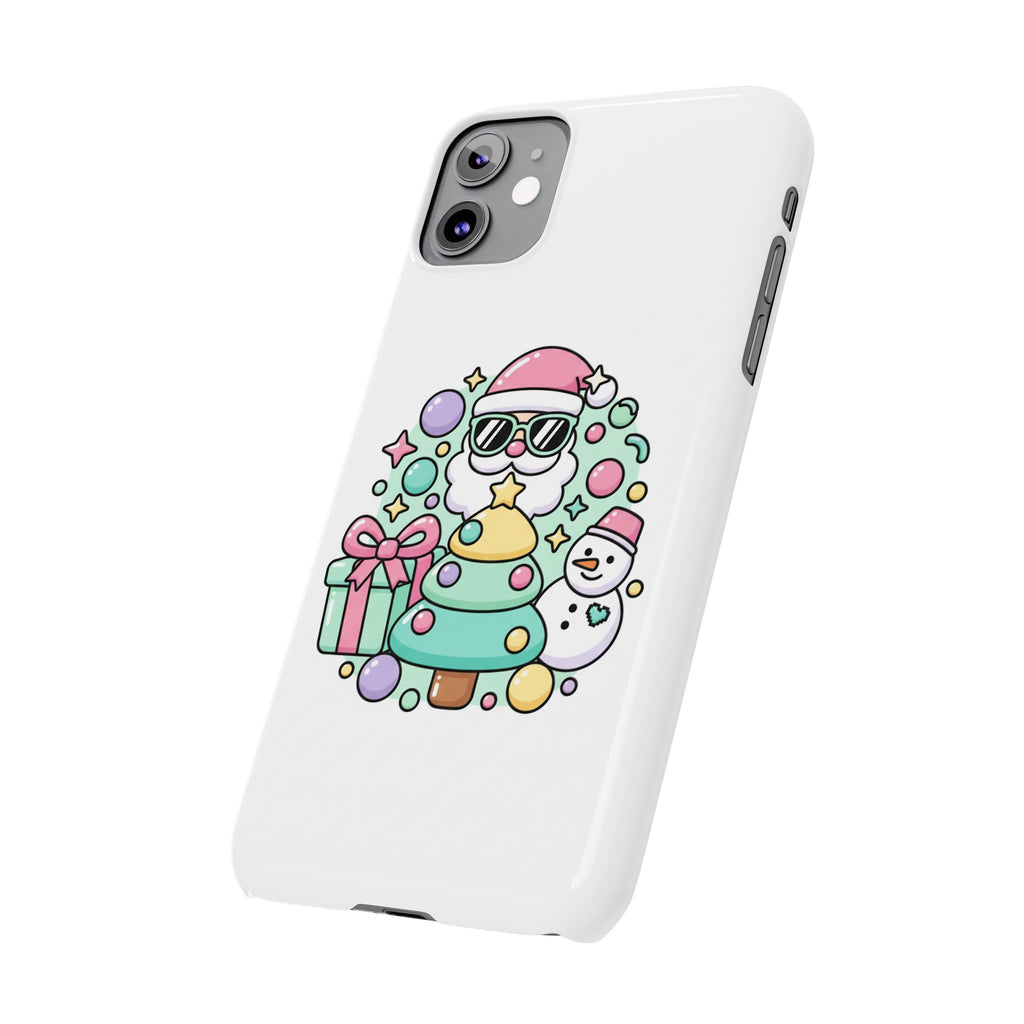 Y2K-Inspired Christmas Phone Case — Playful Bubble Icons & Stars