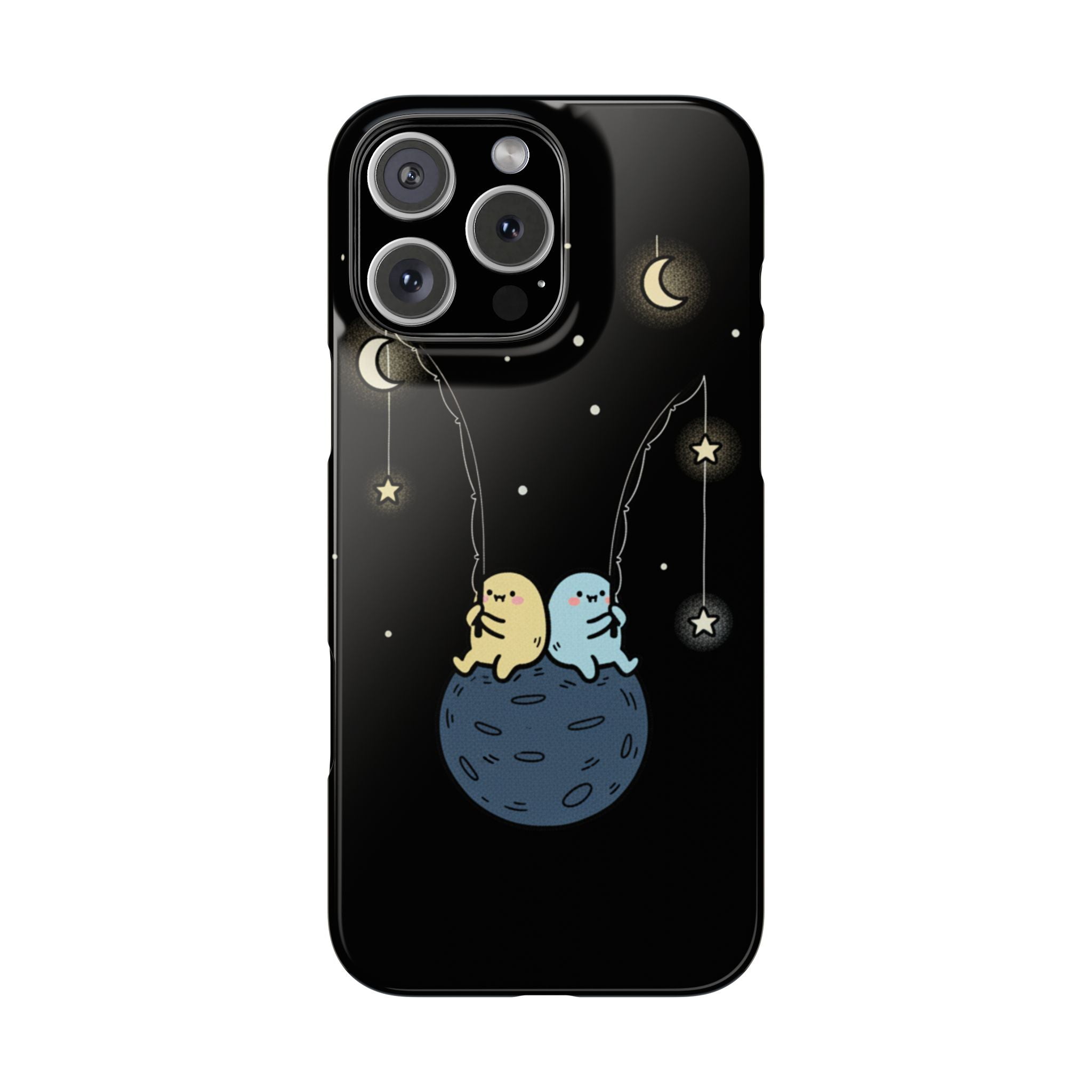 Moonlight Anglers: Whimsical Star Fishing Phone Case | Celestial Doodle Art Aesthetic