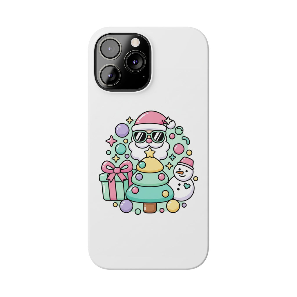 Y2K-Inspired Christmas Phone Case — Playful Bubble Icons & Stars