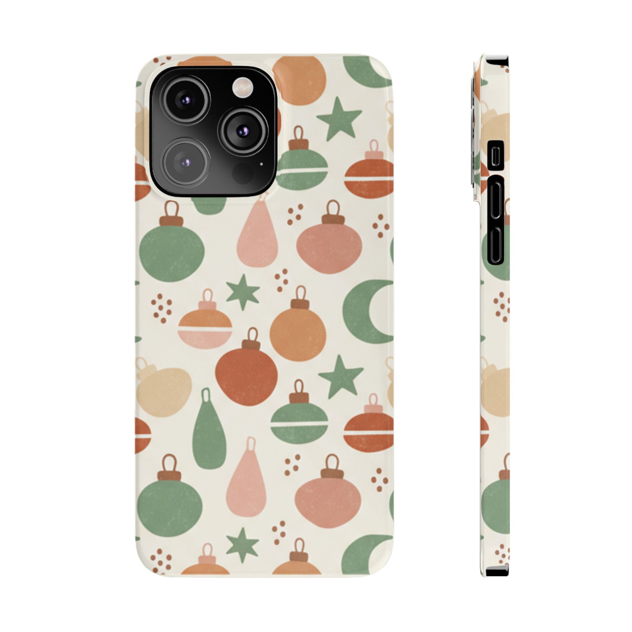 Holiday Ornament Pattern Slim Phone Case — Retro Christmas Baubles Design