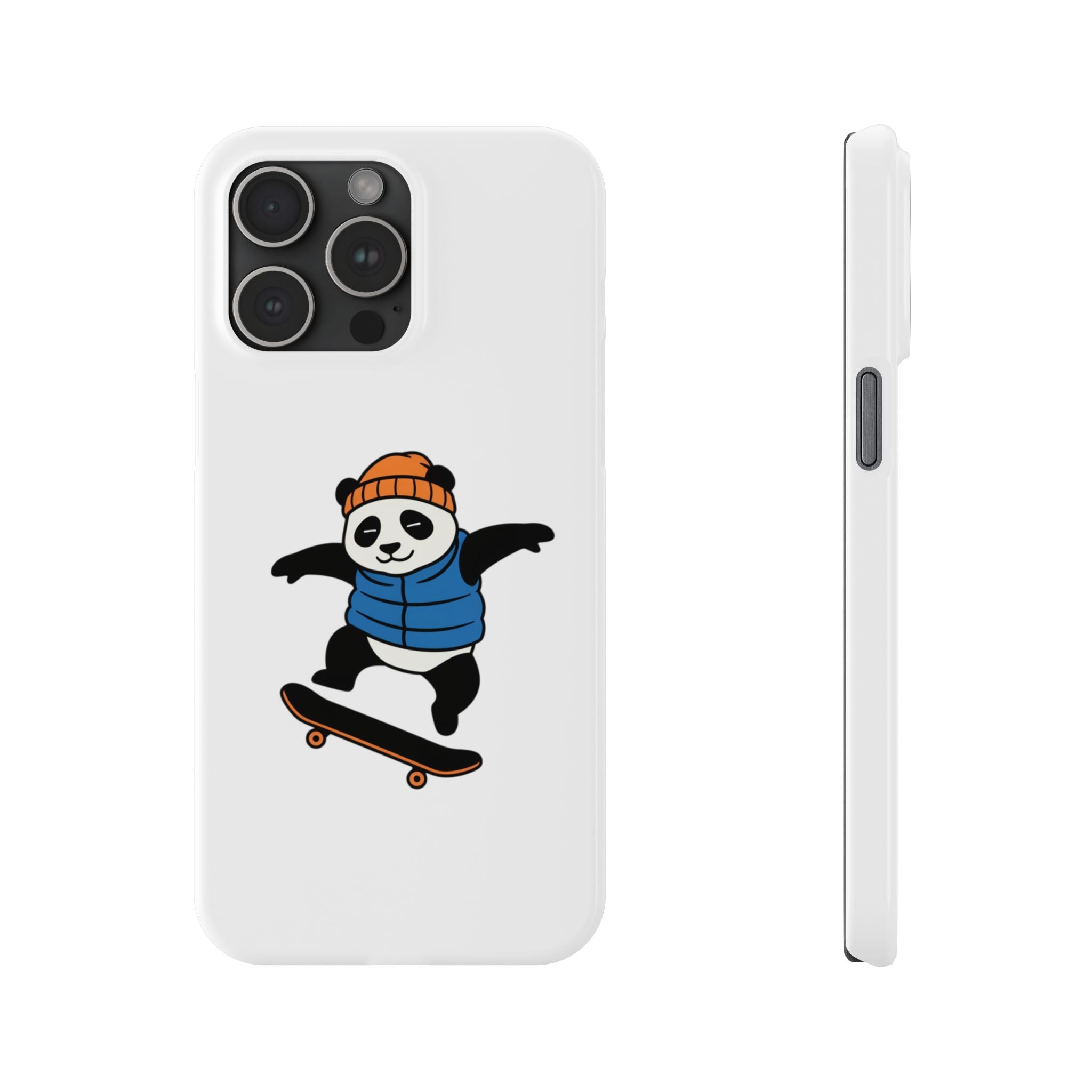 Streetwise Panda: Minimalist Skater Kickflip Graphic Case | Urban Streetwear Cartoon Collection
