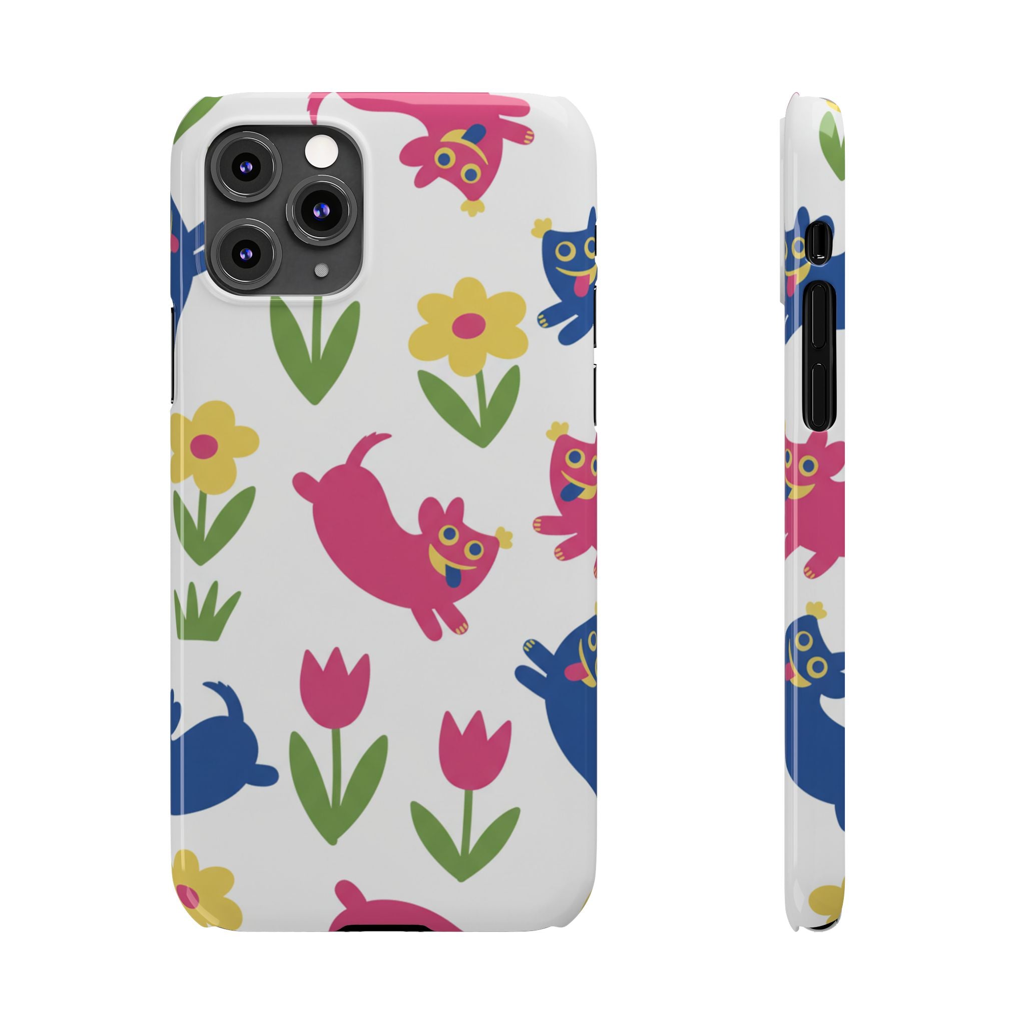 The Joyful Garden: Chunky Sausage Dog & Giant Bloom Phone Case | Modern Naive Art Edition