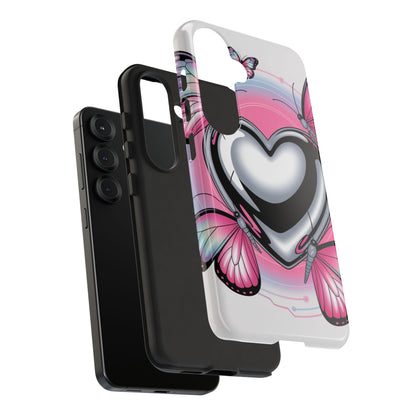 Phone Case - Y2K Aesthetic Chrome Hearts and Butterflies, Cybercore 2000s Vibe