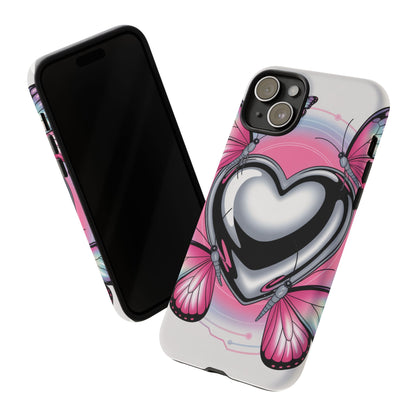 Phone Case - Y2K Aesthetic Chrome Hearts and Butterflies, Cybercore 2000s Vibe