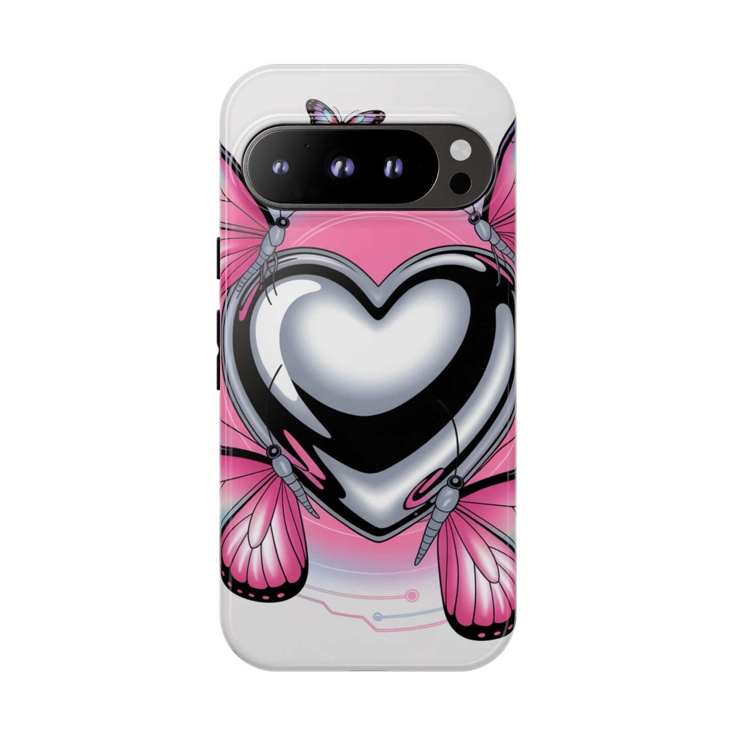 Phone Case - Y2K Aesthetic Chrome Hearts and Butterflies, Cybercore 2000s Vibe