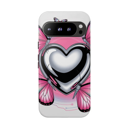 Phone Case - Y2K Aesthetic Chrome Hearts and Butterflies, Cybercore 2000s Vibe