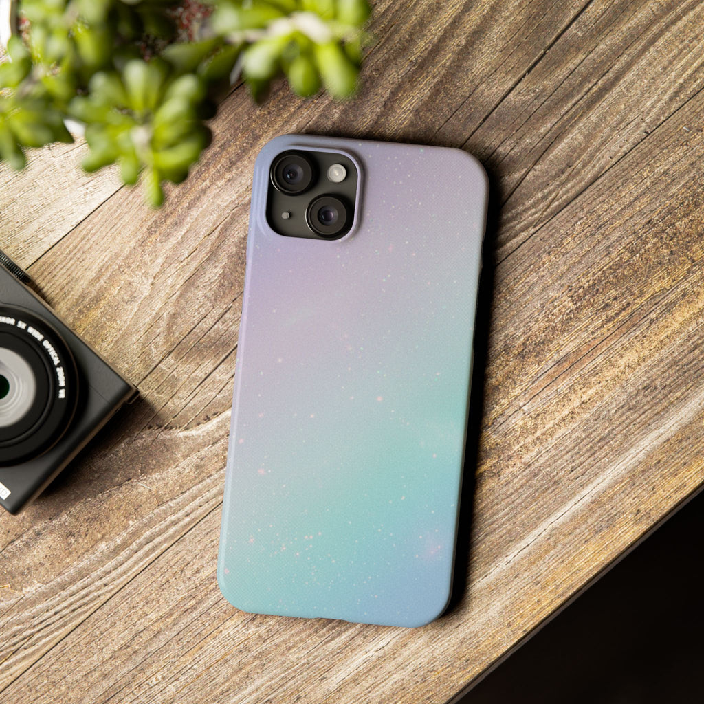 Opalescent Cosmic Slim Phone Case — Shimmering Moon Dust Purple & Blue Gradient