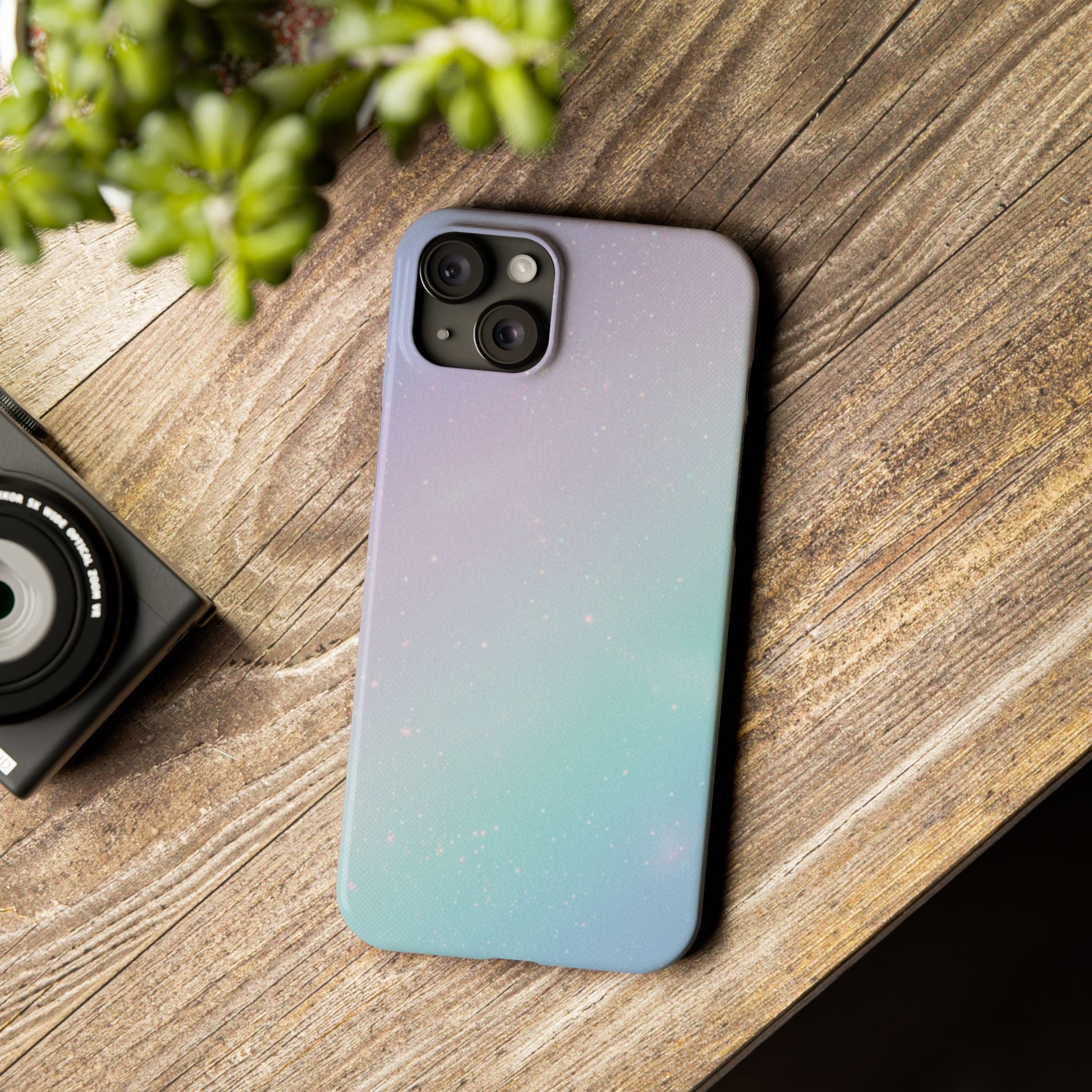 Opalescent Cosmic Slim Phone Case — Shimmering Moon Dust Purple & Blue Gradient
