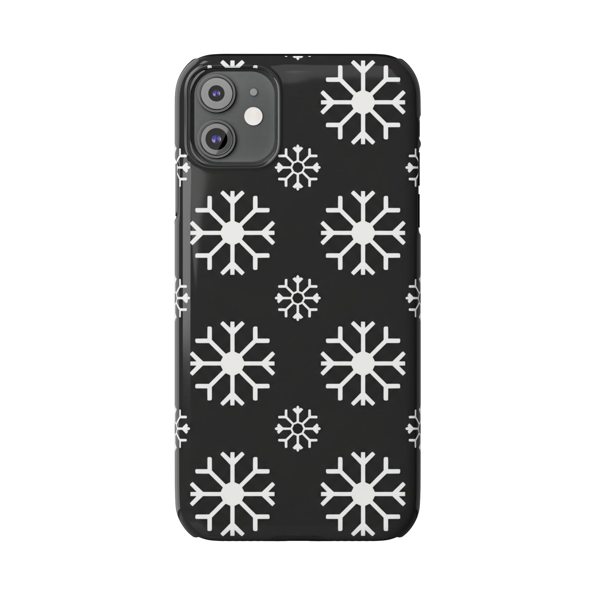 Slim Phone Case — Black & White Symmetrical Snowflake Pattern